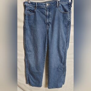 Old Navy Sky Hi Wide Leg Jeans Size 18 Extra High Rise Braided Seam